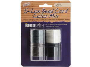 The Beadsmith SLBC-MIXAG - 12 Bobine Di Cordoncino S-Lon Per Perline E Micro-Macramè - 77 Metri Ciascuna, Colori Assortiti, Made In USA
