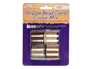 The BeadSmith S-Lon (Super-Lon) Bead Cord Neutral Mix - 4 Spools, 77 yards ea. The BeadSmith S-Lon (Super-Lon) Bead Cord Neutral Mix - 4 Spools, 77 yards ea.