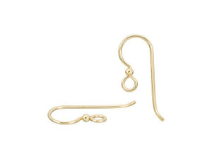 2 Pairs 14K Gold Filled Coil Ear Wires w/ 2mm Bead, Gold Filled Flat  Earring Wire, Earring Hook, Earring Component, Hammered Earring Jewelry