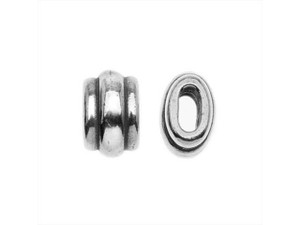 TierraCast 4x2mm Antique Silver-Plated Pewter Deco Barrel Slider Bead