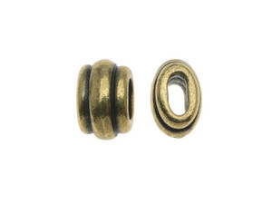 TierraCast 4x2mm Oxidized Brass-Plate Deco Barrel Slider Bead TierraCast 4x2mm Oxidized Brass-Plate Deco Barrel Slider Bead