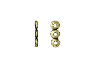 TierraCast 7mm Oxidized Brass-Plate 3 Hole Nugget Spacer Bar TierraCast 7mm Oxidized Brass-Plate 3 Hole Nugget Spacer Bar