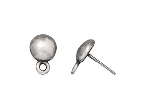 TierraCast 8mm Antique Pewter Dome Earring Post (1 Pair)