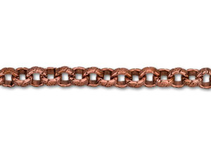 6.3mm Antique Copper-Plated Vintage Patterned Rolo Chain by the Foot 6.3mm Antique Copper-Plated Vintage Patterned Rolo Chain by the Foot