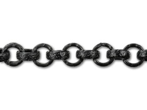 6.3mm Matte Black-Plated Vintage Pattern Rolo Chain by the Foot 6.3mm Matte Black-Plated Vintage Pattern Rolo Chain by the Foot