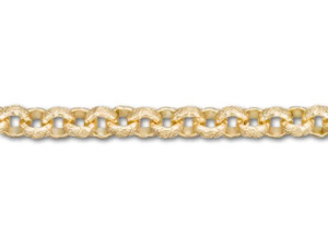6.3mm Satin Hamilton Gold-Plated Vintage Patterned Rolo Chain by the Foot 6.3mm Satin Hamilton Gold-Plated Vintage Patterned Rolo Chain by the Foot