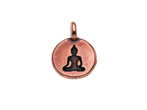 TierraCast Antique Copper-Plated Pewter Round Buddha Charm TierraCast Antique Copper-Plated Pewter Round Buddha Charm