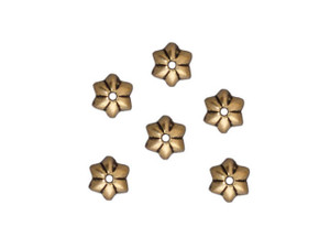 Tiny Golden Bead Caps, Caps for Jewelry Making, Flower Shaped 6mm Bead Caps,  End Caps for Beads, 50 Pieces FD-37 