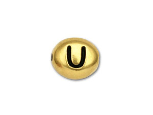 TierraCast Antique Gold-Plated Pewter Alphabet Bead - U TierraCast Antique Gold-Plated Pewter Alphabet Bead - U
