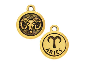 TierraCast Antique Gold-Plated Pewter Aries Charm TierraCast Antique Gold-Plated Pewter Aries Charm