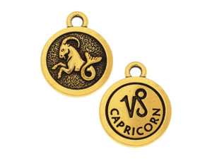 TierraCast Antique Gold-Plated Pewter Capricorn Charm TierraCast Antique Gold-Plated Pewter Capricorn Charm