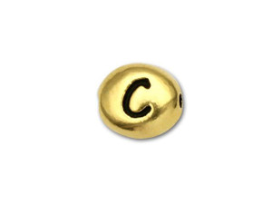TierraCast Antique Gold-Plated Pewter Letter Bead - C TierraCast Antique Gold-Plated Pewter Letter Bead - C