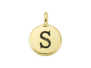 TierraCast Antique Gold-Plated Pewter Round Alphabet Charm - S TierraCast Antique Gold-Plated Pewter Round Alphabet Charm - S