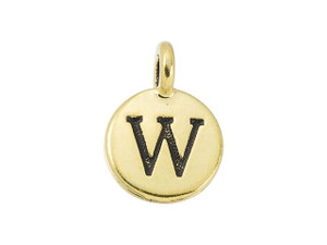 TierraCast Antique Gold-Plated Pewter Round Alphabet Charm - W TierraCast Antique Gold-Plated Pewter Round Alphabet Charm - W