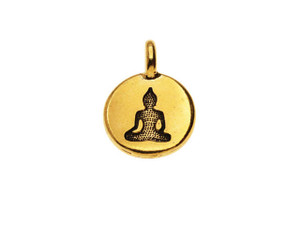 TierraCast Antique Gold-Plated Pewter Round Buddha Charm TierraCast Antique Gold-Plated Pewter Round Buddha Charm