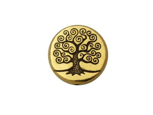 TierraCast Antique Gold-Plated Pewter Tree of Life Puffed Bead TierraCast Antique Gold-Plated Pewter Tree of Life Puffed Bead