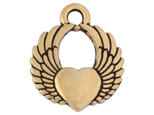 Milagro Heart Charm, Antiqued Silver Plate, 20 per Pack - TierraCast, Inc.