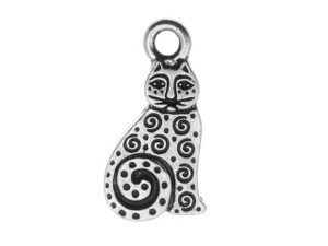 TierraCast Antique Silver Spiral Cat Charm