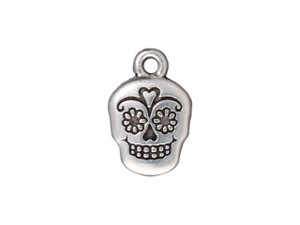 TierraCast Antique Silver Sugar Skull Charm