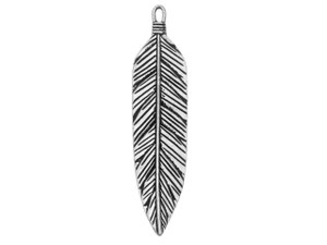 TierraCast Antique Silver-Plated Pewter 3-Inch Feather Pendant TierraCast Antique Silver-Plated Pewter 3-Inch Feather Pendant