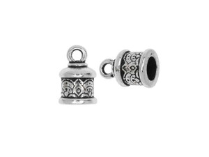 TierraCast Antique Silver-Plated Pewter 6mm Temple Cord End Cap TierraCast Antique Silver-Plated Pewter 6mm Temple Cord End Cap