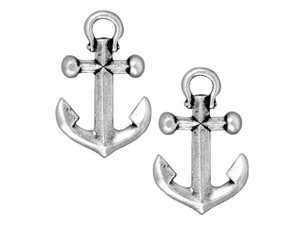 TierraCast Antique Silver-Plated Pewter Anchor Charm TierraCast Antique Silver-Plated Pewter Anchor Charm