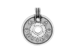TierraCast Antique Silver-Plated Pewter Asian Coin Pendant TierraCast Antique Silver-Plated Pewter Asian Coin Pendant