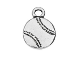 TierraCast Antique Silver-Plated Pewter Baseball Charm TierraCast Antique Silver-Plated Pewter Baseball Charm