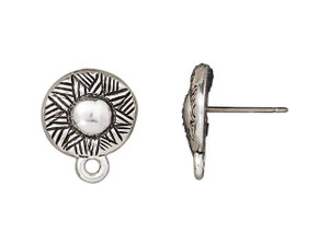 TierraCast Antique Silver-Plated Pewter Ethnic Post Earrings (1 Pair)
