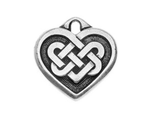 TierraCast Antique Silver-Plated Pewter Large Celtic Heart Charm