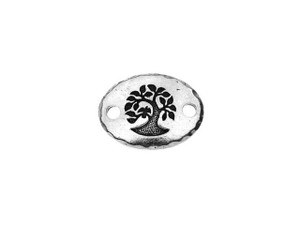 TierraCast Antique Silver-Plated Pewter Oval Bird in a Tree Link TierraCast Antique Silver-Plated Pewter Oval Bird in a Tree Link