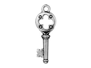 TierraCast Antique Silver-Plated Pewter Quatrefoil Key Charm TierraCast Antique Silver-Plated Pewter Quatrefoil Key Charm