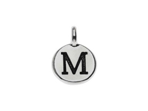 TierraCast Antique Silver-Plated Pewter Round Alphabet Charm - M TierraCast Antique Silver-Plated Pewter Round Alphabet Charm - M