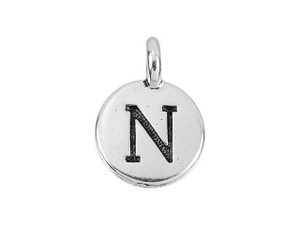 TierraCast Antique Silver-Plated Pewter Round Alphabet Charm - N TierraCast Antique Silver-Plated Pewter Round Alphabet Charm - N