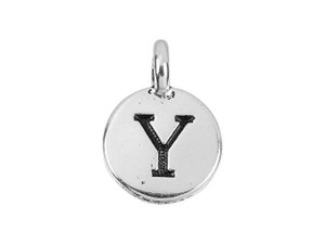 TierraCast Antique Silver-Plated Pewter Round Alphabet Charm - Y TierraCast Antique Silver-Plated Pewter Round Alphabet Charm - Y