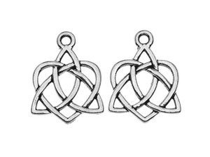 TierraCast Antique Silver-Plated Pewter Small Celtic Open Heart Charm