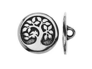 TierraCast Antique Silver-Plated Pewter Tree of Life Button TierraCast Antique Silver-Plated Pewter Tree of Life Button