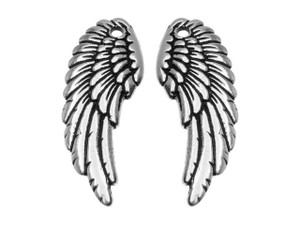 TierraCast Antique Silver-Plated Pewter Wing Charm 28x11mm TierraCast Antique Silver-Plated Pewter Wing Charm 28x11mm