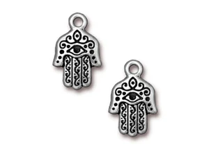Tierracast Antique Silver-Plated Small Hamsa Charm