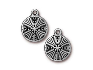 Tierracast Antique Silver-Plated Small Labyrinth Charm