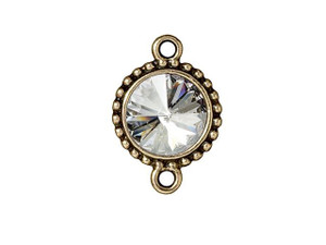 TierraCast Oxidized Brass-Plate 12mm Beaded Round Link with Crystal TierraCast Oxidized Brass-Plate 12mm Beaded Round Link with Crystal