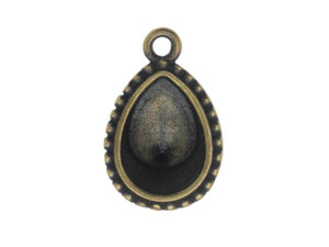 TierraCast Oxidized Brass-Plate 4320 14 x 10mm Pearl Beaded Bezel Charm TierraCast Oxidized Brass-Plate 4320 14 x 10mm Pearl Beaded Bezel Charm