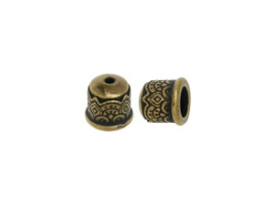 TierraCast Oxidized Brass-Plate 6mm Temple No Loop Cord End Cap