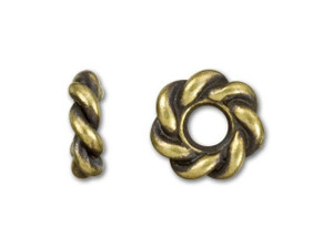 TierraCast Oxidized Brass-Plate 8mm Twist Large Hole Spacer TierraCast Oxidized Brass-Plate 8mm Twist Large Hole Spacer