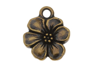 TierraCast Oxidized Brass-Plate Apple Blossom Charm
