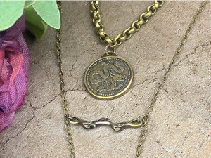 TierraCast Oxidized Brass-Plate Dragon Coin Pendant TierraCast Oxidized Brass-Plate Dragon Coin Pendant