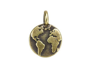 TierraCast Oxidized Brass-Plate Earth Pendant TierraCast Oxidized Brass-Plate Earth Pendant