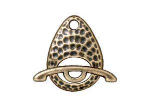 TierraCast Oxidized Brass-Plate Hammered Ellipse Clasp Set