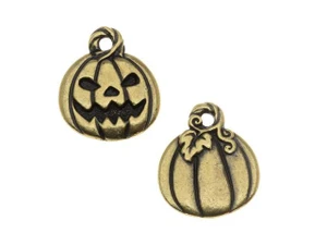 TierraCast Oxidized Brass-Plate Jack O' Lantern Charm
