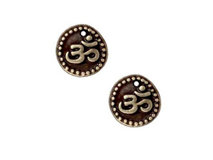 TierraCast Oxidized Brass-Plate Round Om Coin Charm TierraCast Oxidized Brass-Plate Round Om Coin Charm